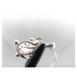 .925 Sterling Silver Zirconia Puppy Charm Pendant Necklace