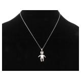 .925 Sterling Silver Articulated Bear Charm Pendant Necklace