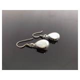 .925 Sterling Silver Inlayed Opal Dangle Hook Earrings
