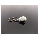 .925 Sterling Silver Inlayed Opal Dangle Hook Earrings