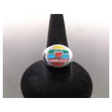 .925 Sterling Silver Primary Color Heart Ring Size 5.5