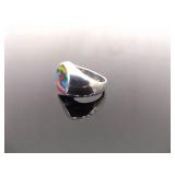 .925 Sterling Silver Primary Color Heart Ring Size 5.5