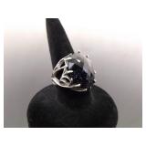 .925 Sterling Silver Purple Goldstone Ring Size 5