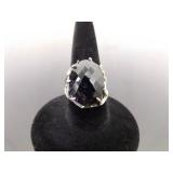 .925 Sterling Silver Purple Goldstone Ring Size 5