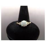 .925 Sterling Silver Opal Cabochon Crystal Vermeil Ring Size 8