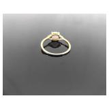 .925 Sterling Silver Opal Cabochon Crystal Vermeil Ring Size 8