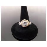 .925 Sterling Silver Zirconia Rose Gold Vermeil Ring Size 7