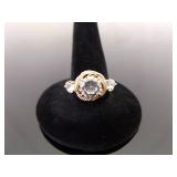 .925 Sterling Silver Zirconia Rose Gold Vermeil Ring Size 7