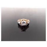 .925 Sterling Silver Zirconia Rose Gold Vermeil Ring Size 7