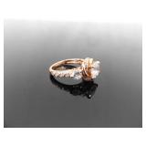 .925 Sterling Silver Zirconia Rose Gold Vermeil Ring Size 7