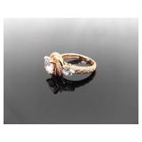.925 Sterling Silver Zirconia Rose Gold Vermeil Ring Size 7