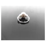 .925 Sterling Silver Large Authentic Pearl Crystal Ring Size 9