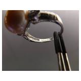 .925 Sterling Silver Large Authentic Pearl Crystal Ring Size 9