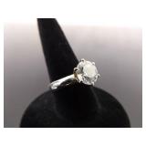 .925 Sterling Silver Zirconia Solitaire Ring Size 5