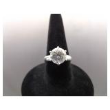 .925 Sterling Silver Zirconia Solitaire Ring Size 5