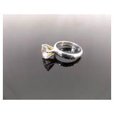 .925 Sterling Silver Zirconia Solitaire Ring Size 5