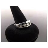 .925 Sterling Silver Stacked Zirconia Band Ring Size 9