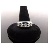 .925 Sterling Silver Stacked Zirconia Band Ring Size 9
