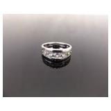 .925 Sterling Silver Stacked Zirconia Band Ring Size 9