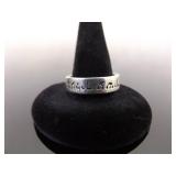.925 Sterling Silver Hebrew "Remember Me" Band Ring Size 9