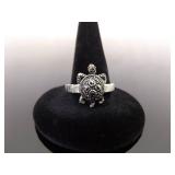 .925 Sterling Silver Art Nouveau Turtle Ring Size 9