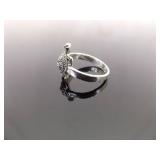 .925 Sterling Silver Art Nouveau Turtle Ring Size 9