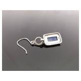 .925 Sterling Silver Lapis Lazuli Cabochon Dangle Hook Earrings