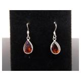 .925 Sterling Silver Citrine Dangle Hook Earrings