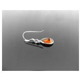 .925 Sterling Silver Citrine Dangle Hook Earrings