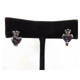 NEW .925 Sterling Silver Mystic Topaz Heart Zirconia Hinged Latch Earrings