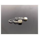 .925 Sterling Silver Inlayed Mother of Pearl Dangle Hook Earrings