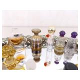 Lot of VERY Collectible Vintage Miniature Perfume Bottles on Mirrored Dresser Tray