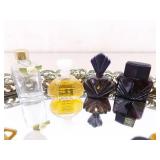 Lot of VERY Collectible Vintage Miniature Perfume Bottles on Mirrored Dresser Tray