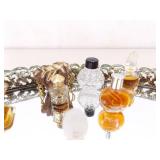 Lot of VERY Collectible Vintage Miniature Perfume Bottles on Mirrored Dresser Tray