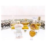 Lot of VERY Collectible Vintage Miniature Perfume Bottles on Mirrored Dresser Tray