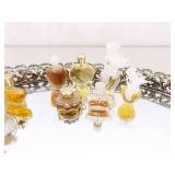 Lot of VERY Collectible Vintage Miniature Perfume Bottles on Mirrored Dresser Tray