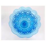 Vintage L.E. Smith Moon and Stars Blue Footed Compote and Oil Lamp