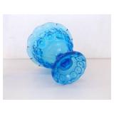 Vintage L.E. Smith Moon and Stars Blue Footed Compote and Oil Lamp