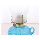 Vintage L.E. Smith Moon and Stars Blue Footed Compote and Oil Lamp