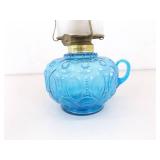 Vintage L.E. Smith Moon and Stars Blue Footed Compote and Oil Lamp