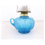 Vintage L.E. Smith Moon and Stars Blue Footed Compote and Oil Lamp