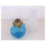 Vintage L.E. Smith Moon and Stars Blue Footed Compote and Oil Lamp