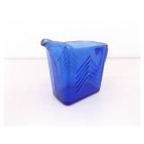 Lot of Vintage Cobalt Blue Hazel Atlas Glass Creamer Set, and Vase