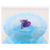 Vintage Light Blue Fenton Glass Hobnail Candle Set, and L.G. Wright Cream Sugar Set