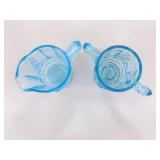 Vintage Light Blue Fenton Glass Hobnail Candle Set, and L.G. Wright Cream Sugar Set