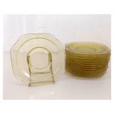 Lot of Amber Federal Depression Glass Cups and Saucers, Creamer and Sugar etc.