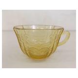 Lot of Amber Federal Depression Glass Cups and Saucers, Creamer and Sugar etc.