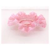 Lot of Vintage Fenton, etc. Pink Hobnail Ruffled Glass, Cake Stand, etc.