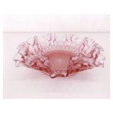 Lot of Vintage Fenton, etc. Pink Hobnail Ruffled Glass, Cake Stand, etc.