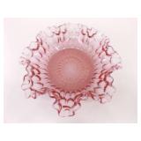 Lot of Vintage Fenton, etc. Pink Hobnail Ruffled Glass, Cake Stand, etc.